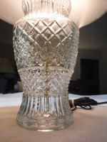Pressed Clear Glass Table Lamp w/ Silk Shade