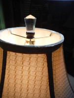 Pressed Clear Glass Table Lamp w/ Silk Shade