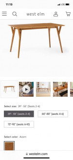 West Elm Mid-Century Modern New Expandable Dining Table
