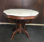 19th Century Antique Victorian Carved Walnut Marble Table