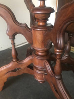 19th Century Antique Victorian Carved Walnut Marble Table