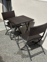 Wicker Style Outdoor Table & 2 Chairs (foldable)