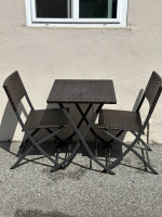 Wicker Style Outdoor Table & 2 Chairs (foldable)