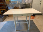 Cute White Expandable Table- Desk with Drawer