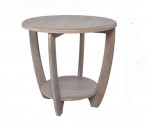 🔥NEW IN-BOX (1) DISTRESSED GREY ROUNDED LEG SIDE/END TABLE W/SHELF
