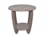 🔥NEW IN-BOX (1) DISTRESSED GREY ROUNDED LEG SIDE/END TABLE W/SHELF