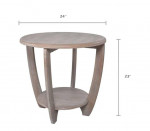 🔥NEW IN-BOX (1) DISTRESSED GREY ROUNDED LEG SIDE/END TABLE W/SHELF