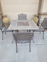 Patio table chair set 4 chairs all metal