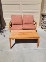 Wood patio set bench coffee table