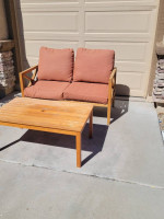 Wood patio set bench coffee table