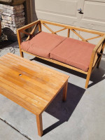 Wood patio set bench coffee table