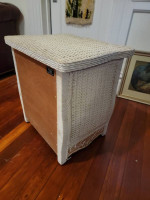 BEIGH WICKER SIDE TABLE 2 DRAWS