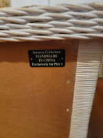 BEIGH WICKER SIDE TABLE 2 DRAWS