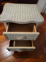 BEIGH WICKER SIDE TABLE 2 DRAWS