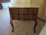 night table-  solid wood, marble top
