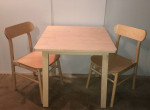 IKEA BIRCH KITCHEN TABLE WITH TWO SEAT CHAIRS - NORRAKER + RONNINGE