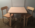 IKEA BIRCH KITCHEN TABLE WITH TWO SEAT CHAIRS - NORRAKER + RONNINGE