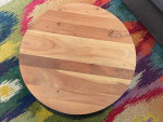 CB2 Solid Wood & Metal Round Coffee Table