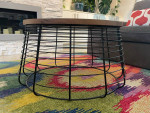 CB2 Solid Wood & Metal Round Coffee Table