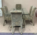 Contemporary Thick Glass Top Dining Table and 6 chairs