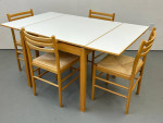 Danish Dining Table Drawleaf Extension Table w White Top
