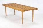 Mid Century Slat Bench in Oak Slatted Wood Coffee Table