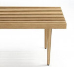 Mid Century Slat Bench in Oak Slatted Wood Coffee Table