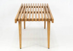 Mid Century Slat Bench in Oak Slatted Wood Coffee Table