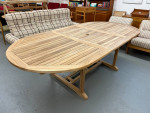 Teak Patio Dining Table w Butterfly Leaf 94.5"L Fully Extended