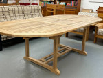 Teak Patio Dining Table w Butterfly Leaf 94.5"L Fully Extended