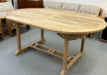 Teak Patio Dining Table w Butterfly Leaf 94.5"L Fully Extended