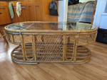Bamboo and glass coffee table