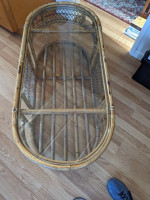 Bamboo and glass coffee table