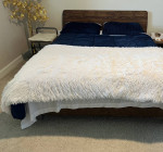 Queen size bed, mattress, side table