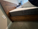 Queen size bed, mattress, side table