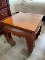 New Solid Barstools, Solid Teak Wood End Table & Italian Leather Hides