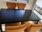 Wood Table with Upholstered Gold Chairs - 7-peace set
