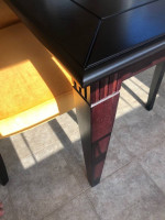 Wood Table with Upholstered Gold Chairs - 7-peace set