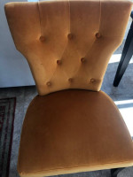 Wood Table with Upholstered Gold Chairs - 7-peace set