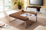 Modern Coffee table Steel legs wood top white storage