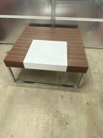 Modern Coffee table Steel legs wood top white storage
