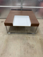 Modern Coffee table Steel legs wood top white storage