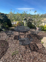Patio set, outdoor furniture, 4 rocking chairs plus table