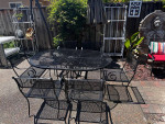 Patio set, oval table and 4 armchairs,wrought iron, outdoor furniture