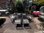 Patio set, oval table and 4 armchairs,wrought iron, outdoor furniture