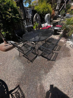 Patio set, oval table and 4 armchairs,wrought iron, outdoor furniture