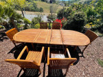 New Teak Patio Set, Outdoor Furniture, Table is very large