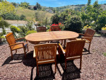New Teak Patio Set, Outdoor Furniture, Table is very large