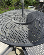 Patio set, round table and 6 armchairs with cushion +umbrella, outdoor