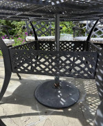 Patio set, round table and 6 armchairs with cushion +umbrella, outdoor